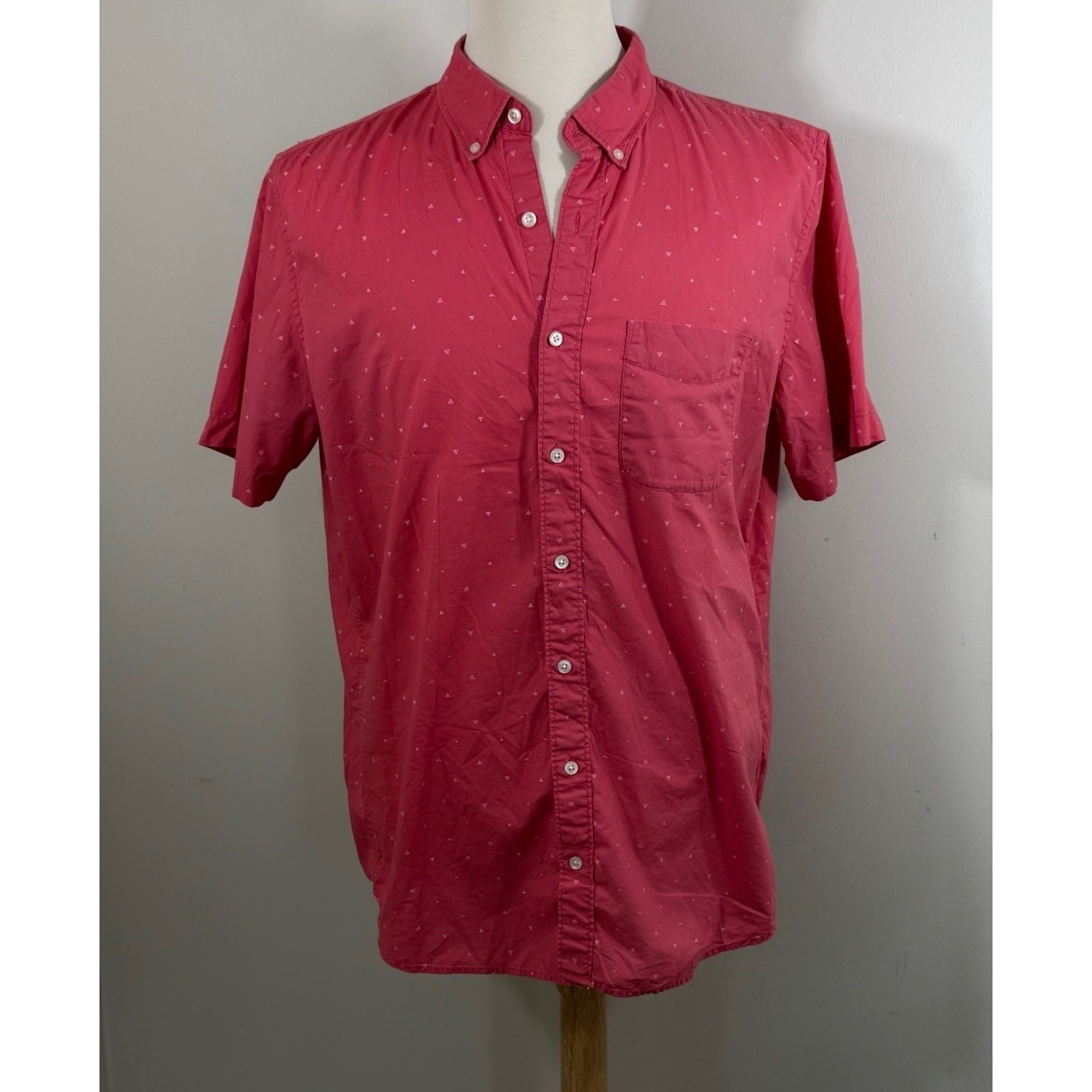 American Eagle Shirt Men Xlt Pink Coastal Resort Vacation Tall Cotton Button Up